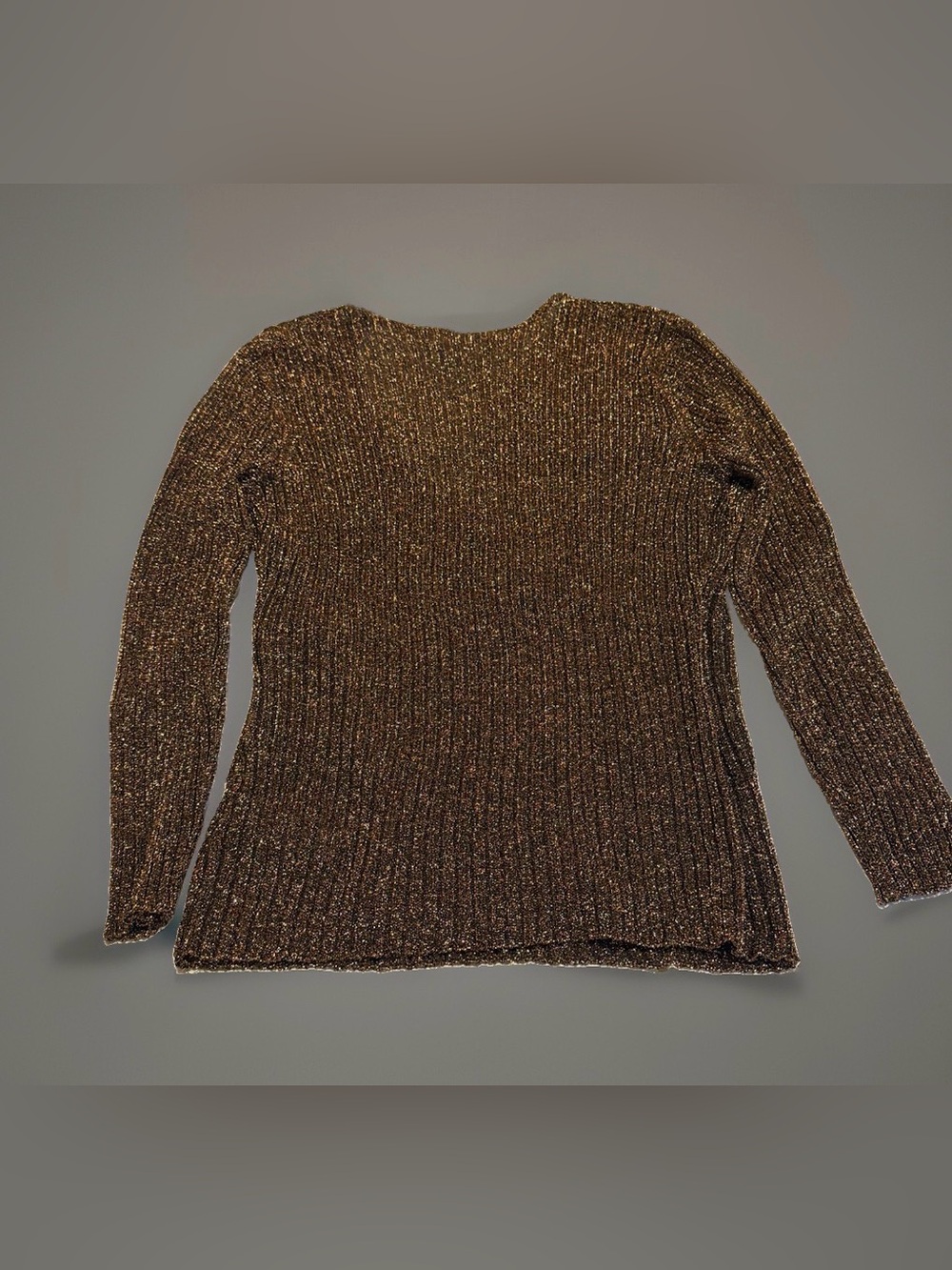 Nine West Metallic Bronze Faux Wrap Sweater Top M - Picture 2 of 6